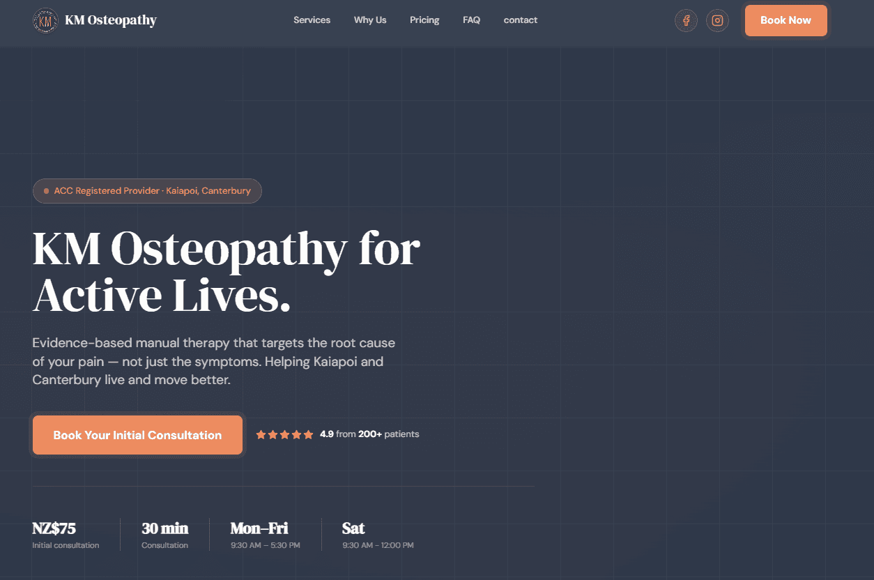KM Osteopathy new website 1